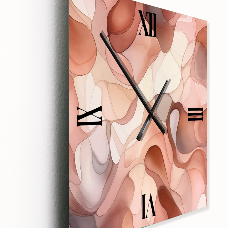 «Nutshell Abstractions Abstract Watercolor III» - Horloge murale formes abstraites, Très grand