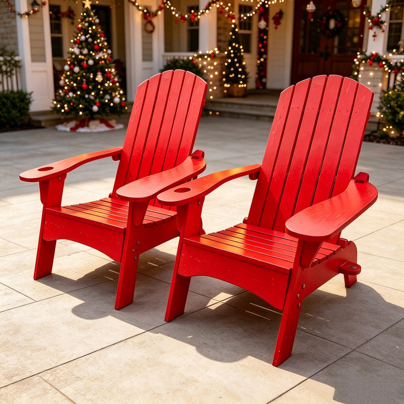 Ensemble de 2 chaises Adirondack Ehomexpert Populus, Red, 2