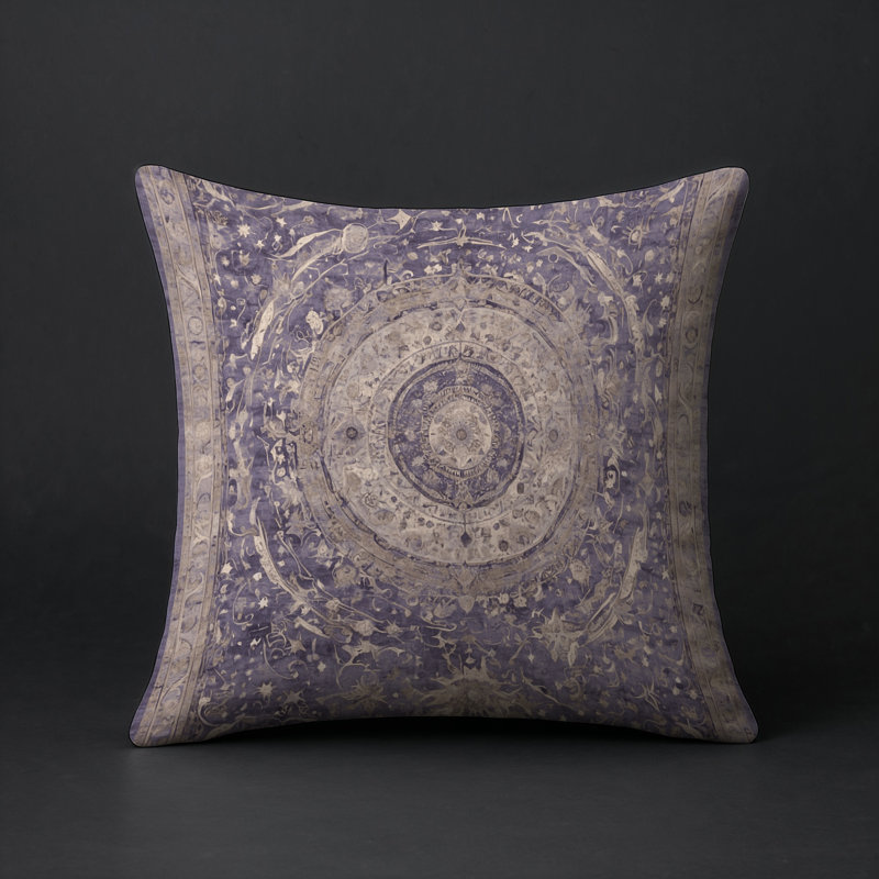 Coussin décoratif intérieur / extérieur gris Modern Modern, Carré 16 po, Gris / mauve oriental