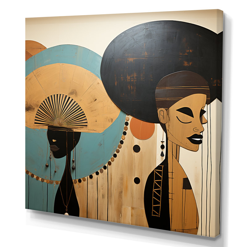 Portait Harlem Renaissance I - Art africain sur toile, art mural, H 30 po x l 30 po x P 1,5 po, Toile tendue