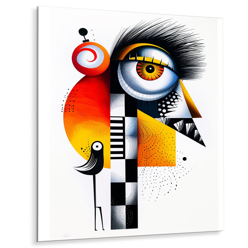 Décoration murale étrange créature amicale avec oiseau, Métal métal, H 20 po x l 12 po x P 1 po