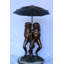 Fontaine en bronze, deux grenouilles avec parasol, collection Nifao, 33 po x 33 po x H 51 po