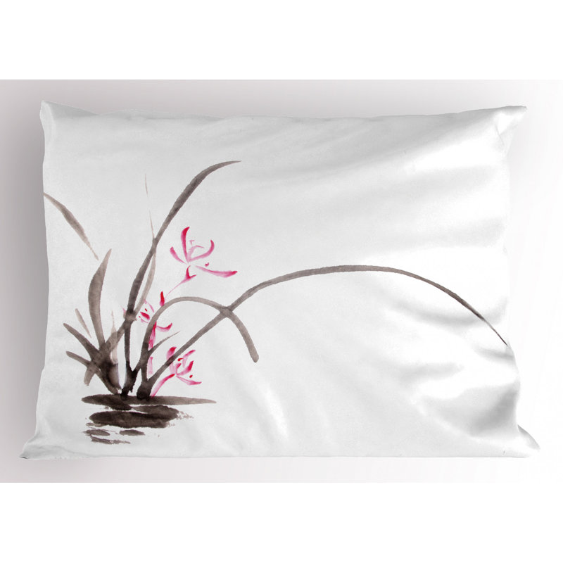 Gray/Pink Polyester Microfiber Piece Sham, Twin