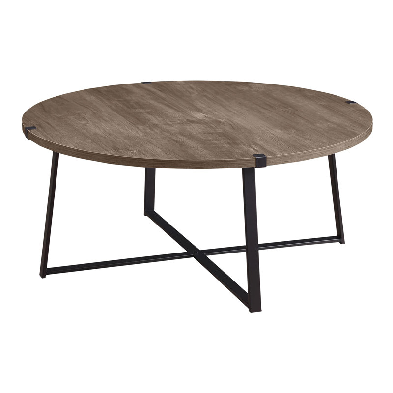 Table basse ronde en bois d'ingénierie gris