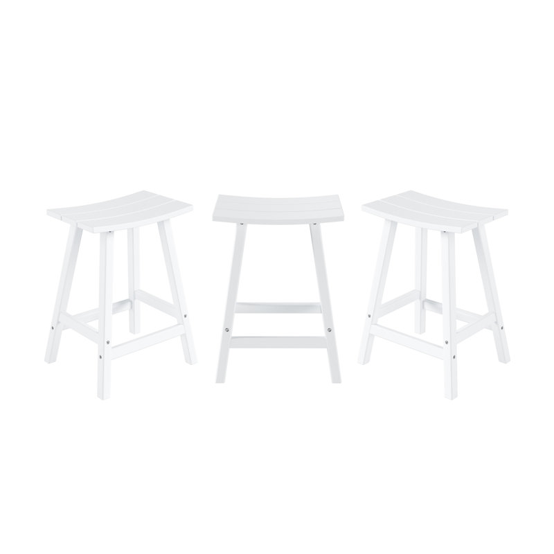 Tabouret d'extérieur Laguna, Tabouret de comptoir (siège d'une hauteur de 24 p, Blanc
