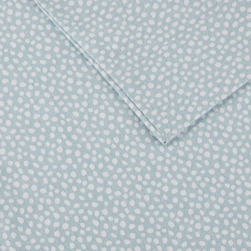 Ensemble de draps en flanelle Gracie Mills Paradise, Ensemble de draps pour lit grand avec un drap-hous, Bleu à pois