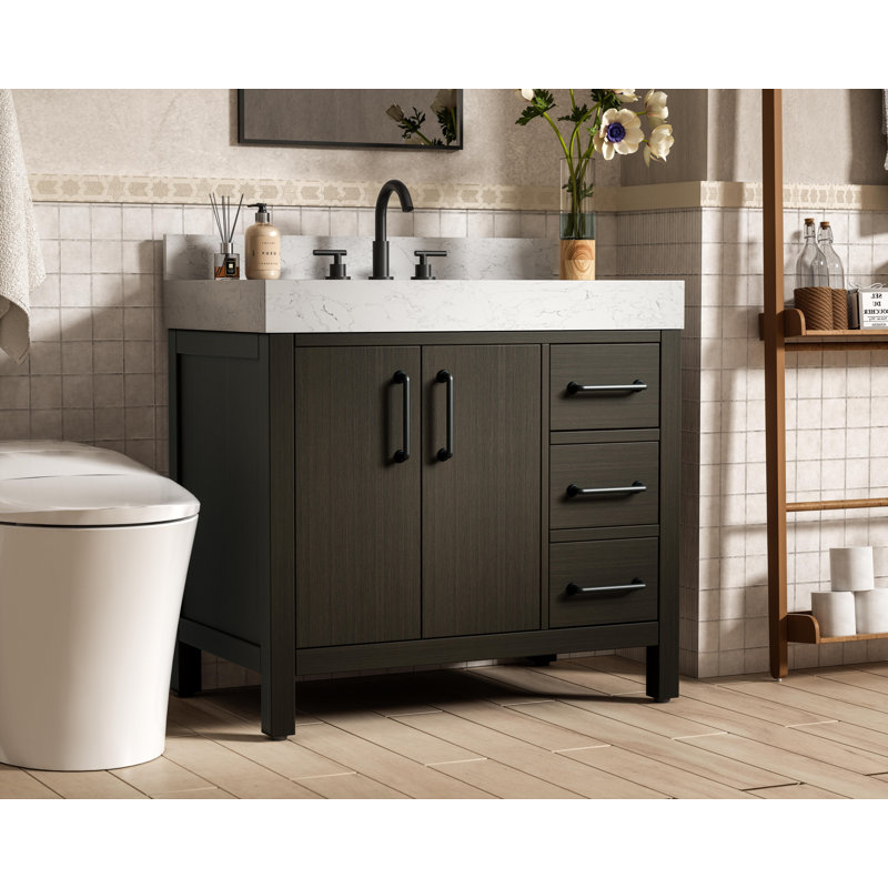 Meuble-lavabo simple 36 po 36 VF60636-BS, Brun moka