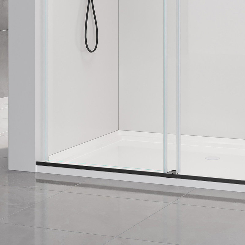 68"-72" W x 76" HDouble Sliding Frameless Soft-Close Shower Door , Matte Black