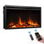 FLAMME Castello Slim Inset Electric Fireplace, Alexa Compatible, 1.8kW Heater, Remote, 16 Flame Colours, Logs & Crystals-405440153