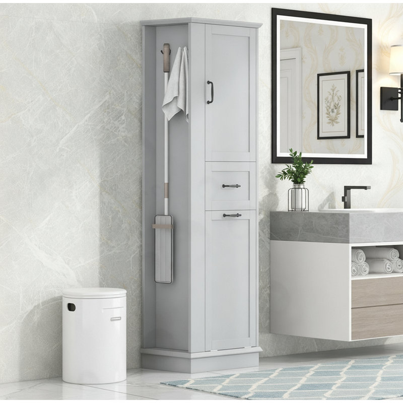 Tall Storage Cabinet with Adjustable Shelves, Gray