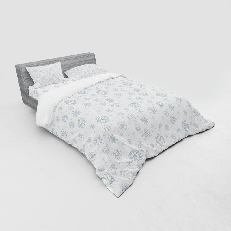 Ensemble de housse de couette en microfibre gris / blanc, Housse de couette grand + 3 pièces supplémentair