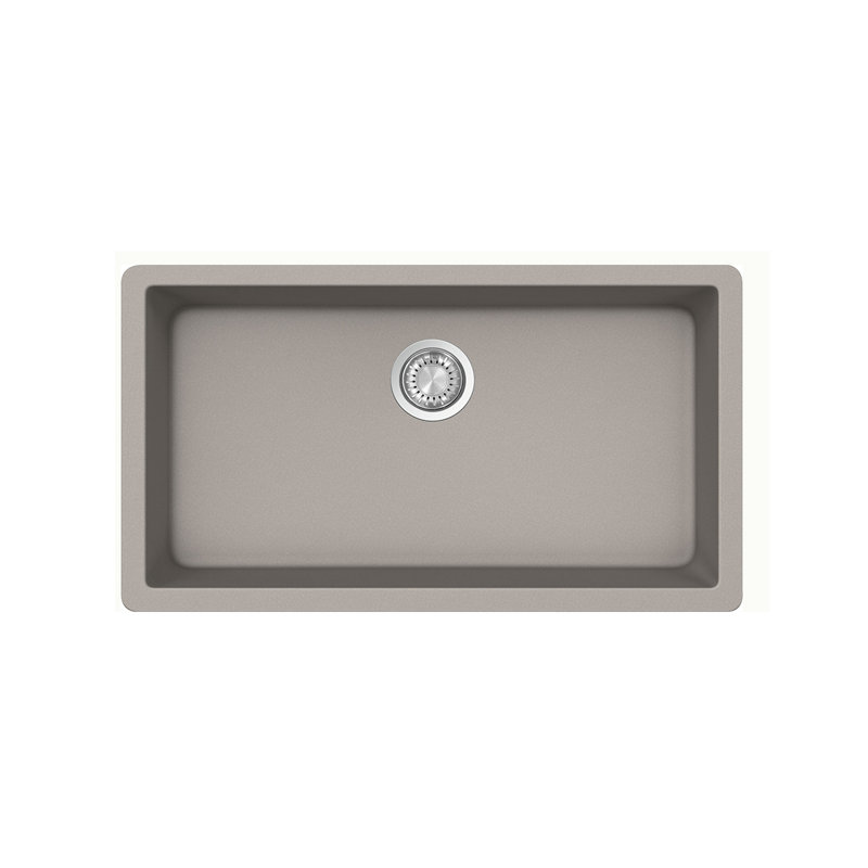 32-1/2 Large Single Bowl Undermount Crystagranite Sink Gray