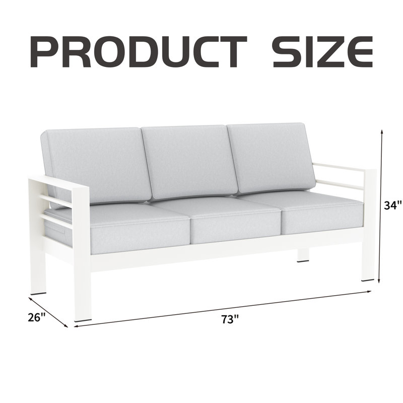 Causeuse d'extérieur avec coussins de 73 po de largeur Altura Lakieshia, Gris clair
