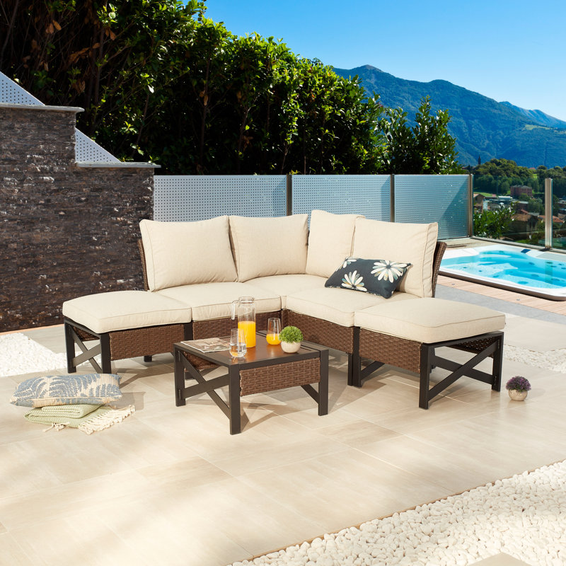 Ajai 3 - Person Modular Patio Conversation Sets with Cushions