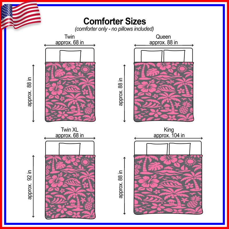 Tropical Floral Pattern Comforter, Queen
