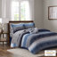 Ensemble d'édredon 9 pièces pour grand lit 9 pièces avec draps en coton, bleu marine-133952295
