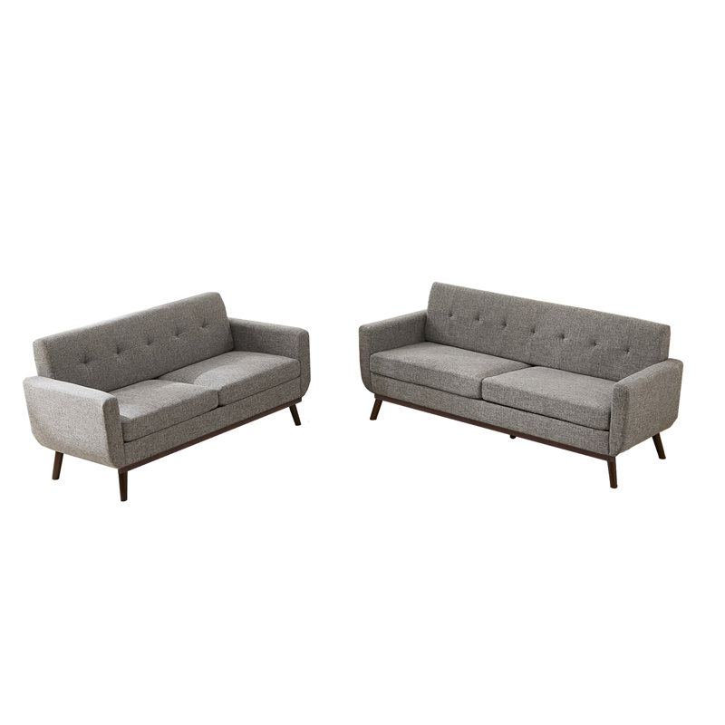  Ensemble de causeuse et canapé, ensemble de salon rembourré et capitonné 2 pièces, Gris