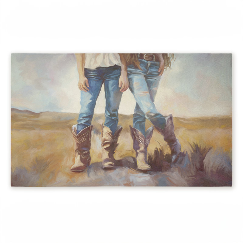 Tapis de porte d'extérieur à motif floral Cowgirl Will I Me, par Ramona Murdock, 18 po x 30 po, «I'm Be Me», cow-boy à fleurs