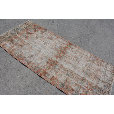 Vintage Rugs, Statement Rug, Turkish Rug, Antique Rugs, Orange  3.1x7.2 ft Accent Rug