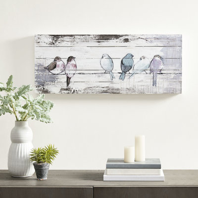 30"W X 12"H 1.5"D Wood Plank Wall Decor, Hand Painted In Grey And White, Rustic Grace, Summers' Design Reclaimed Finish, , Artwork