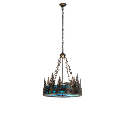 Luminaire suspendu unique en cuivre antique à 3 lumières Jaiprakash