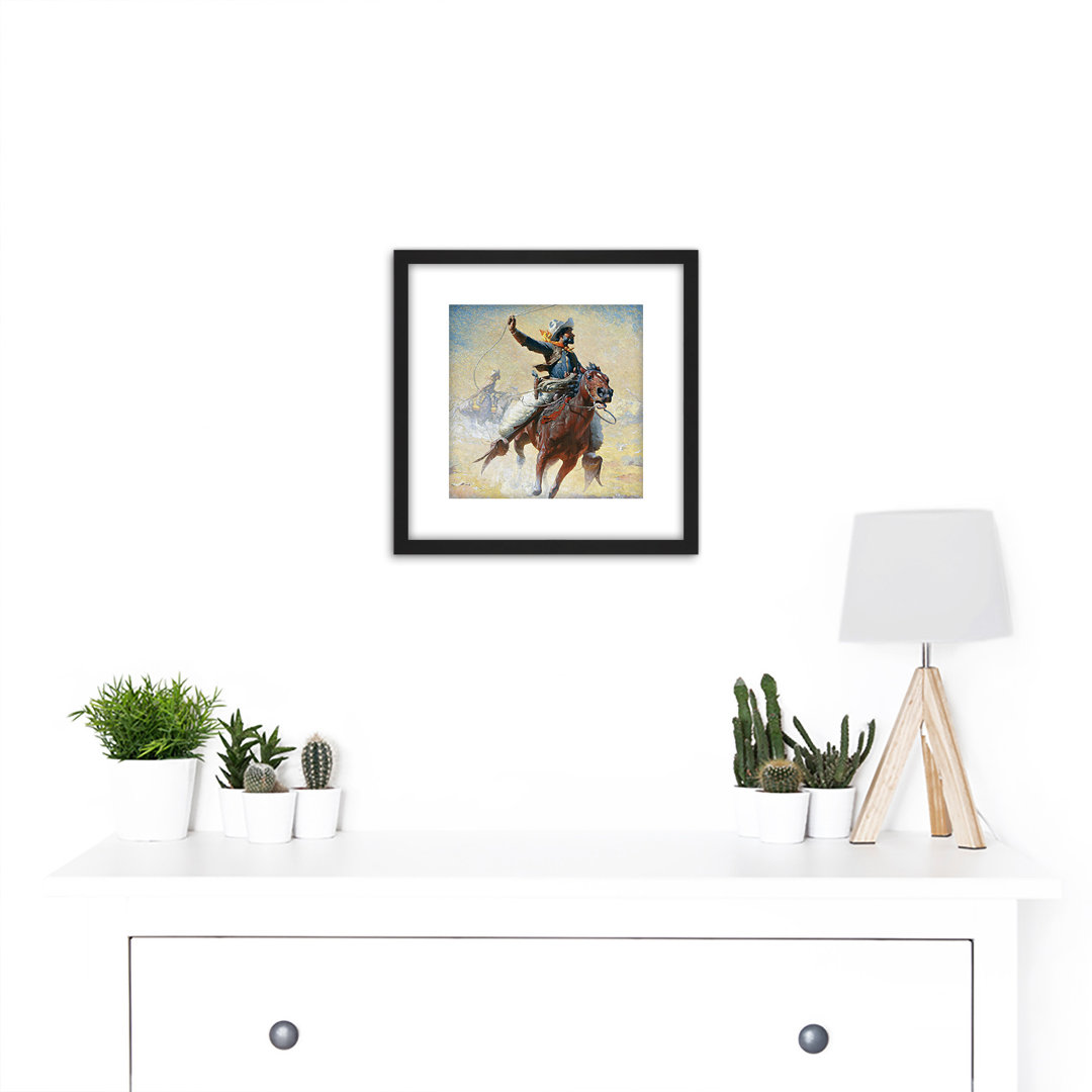 Leigh The Roping Cowboy Lasso Horse - Single Picture Frame Painting