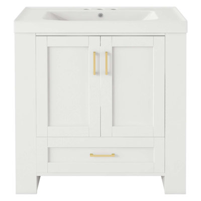 Meuble-lavabo de salle de bain moderne avec lavabo séparé, tablette de rangement double-face