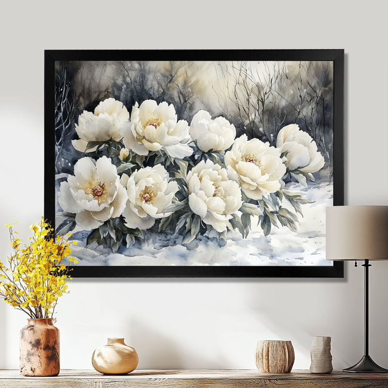 Isabelly, pivoines dans la forêt I - pivoines, art mural, Reproduction encadrée d'une seule photo, H 30 po x l 40 po, Noir