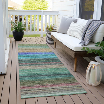 Chayden Washable Striped Indoor / Outdoor Rug
