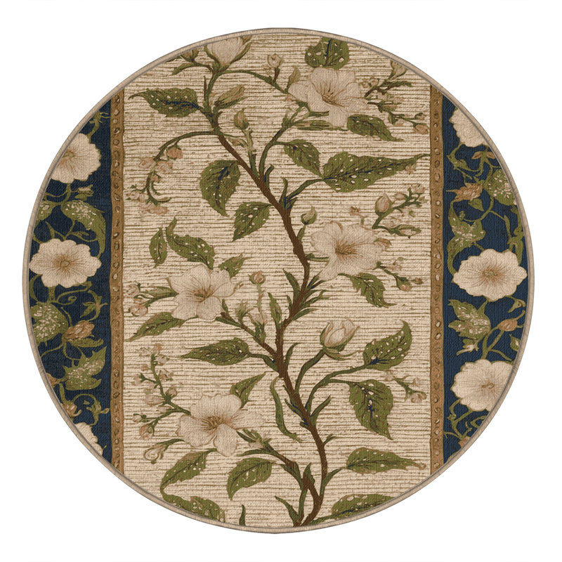 Machine Washable French Brown Area Rug, Round 6'