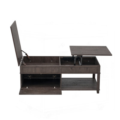 Lift-Top Coffee Table with Hidden Compartment, Open Shelf, and Adjustable Desktop for Versatile Use
