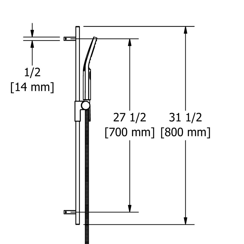 2.0 GPM Handshower Set with 31.5" Slide Bar and 2-Function Handshower, Brushed Gold