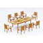 13 Pcs Grade-A Teak Wood Dining Set: 118" Double Extension Rectangle Table And 12 Cahyo Stacking Arm Chairs #11CH2412-1448562988-1461319815
