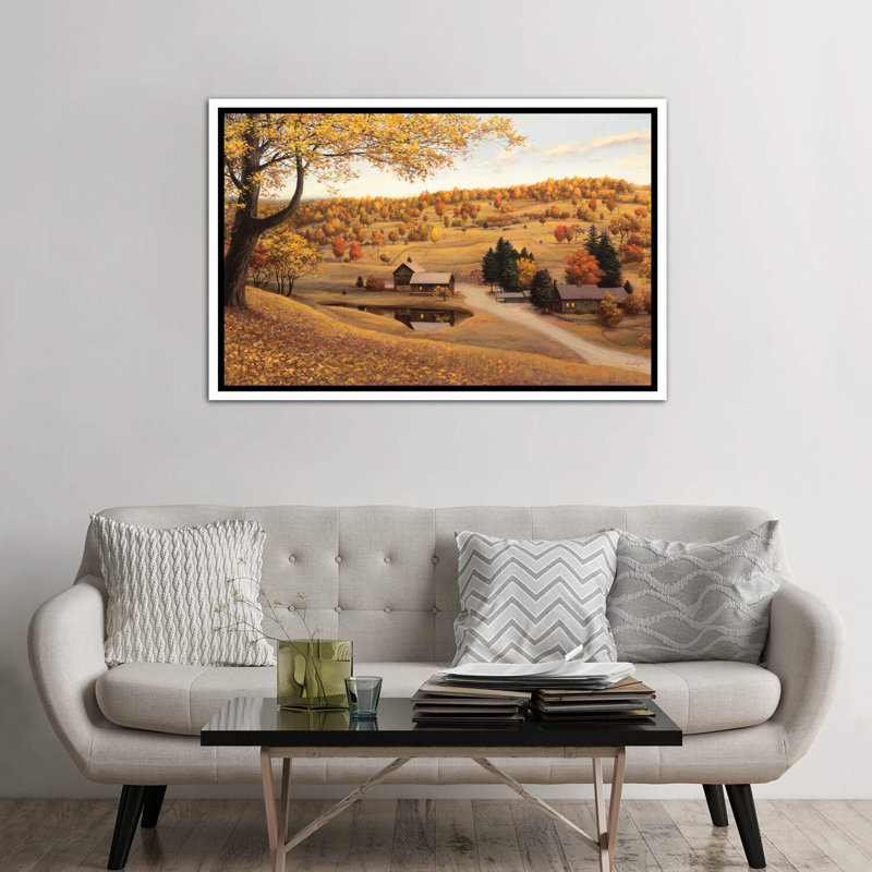 «Vermont Farm», reproduction de photo, H 40 po x l 60 po x 1,5 po, Cadre blanc
