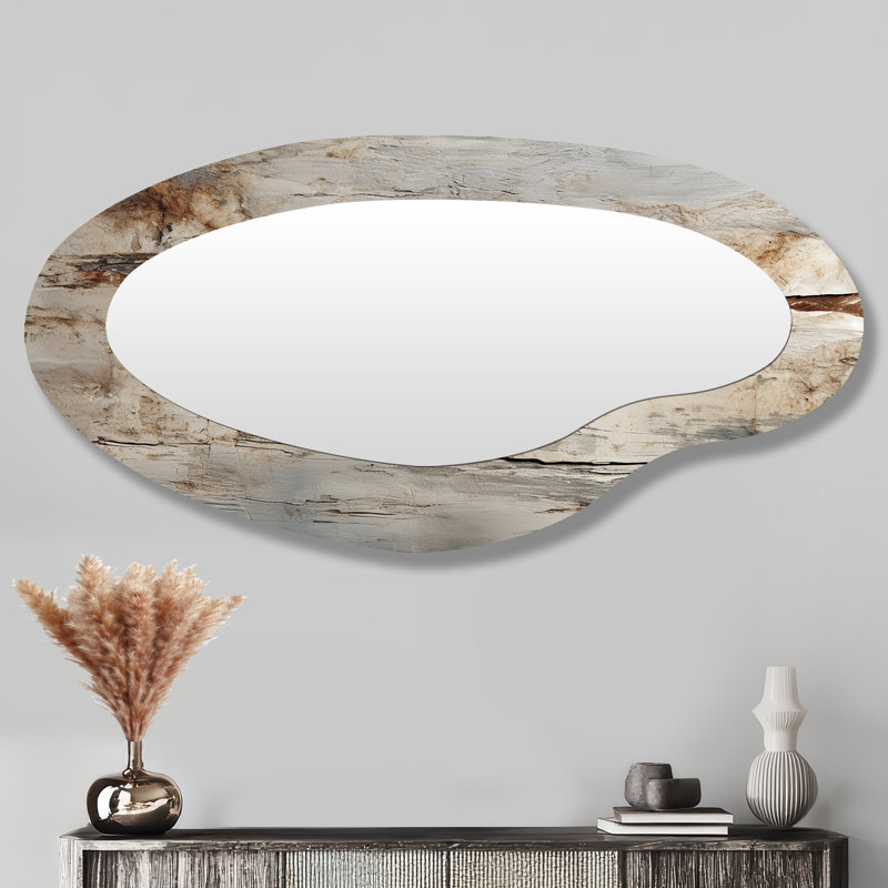 Miroir mural décoratif asymétrique gris Gray Rhythms Champagne II - Champagne