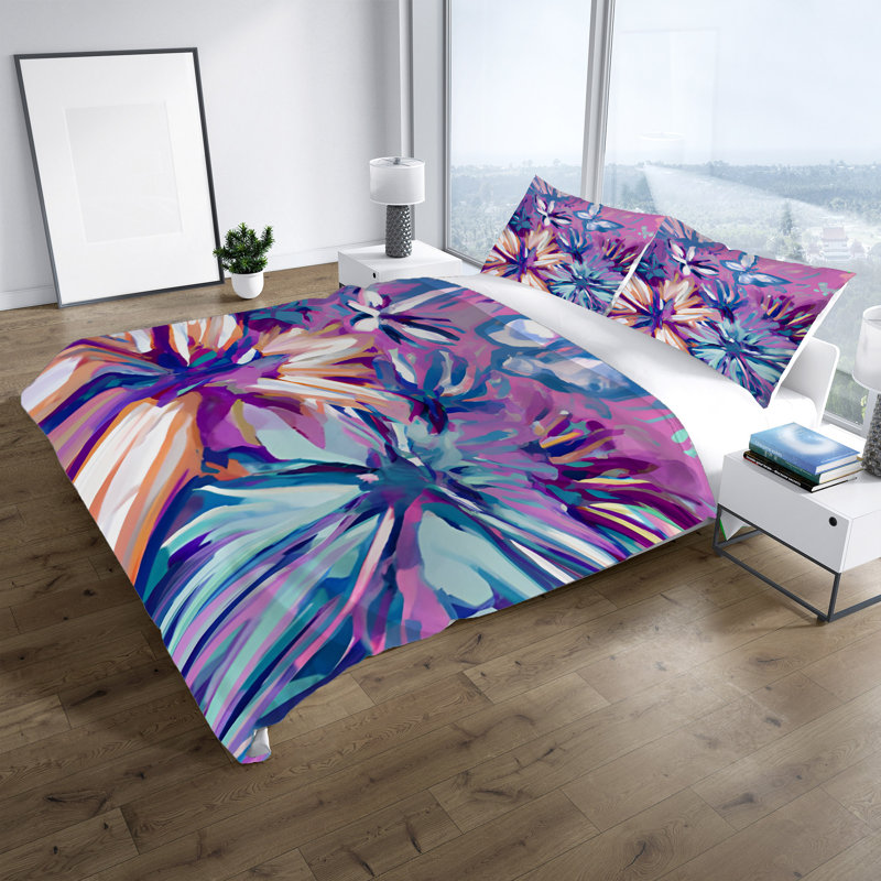 Polyester Floral Duvet Cover, King Duvet Cover + 2 King Shams