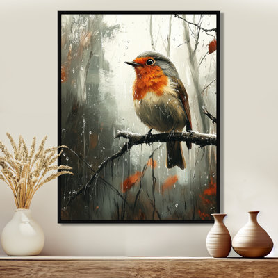 Lachance Robin Bird In The Forest Rain I - Bird Framed Canvas Print
