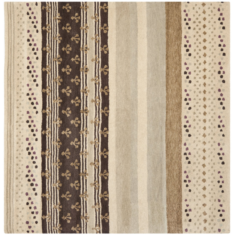 Eaton Hand Tufted Wool/Cotton Striped Rug in Ivory/Brown