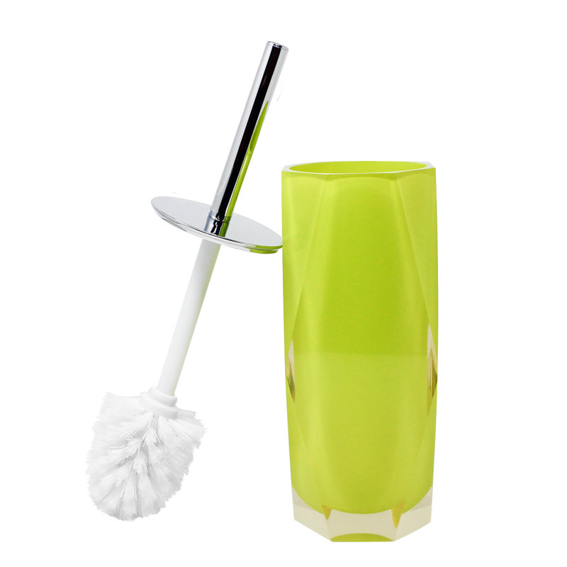 Sparkles Home Faceted Toilet Brush | Stainless Steel Handle | Freestanding | Durable Resin Design, Yellow