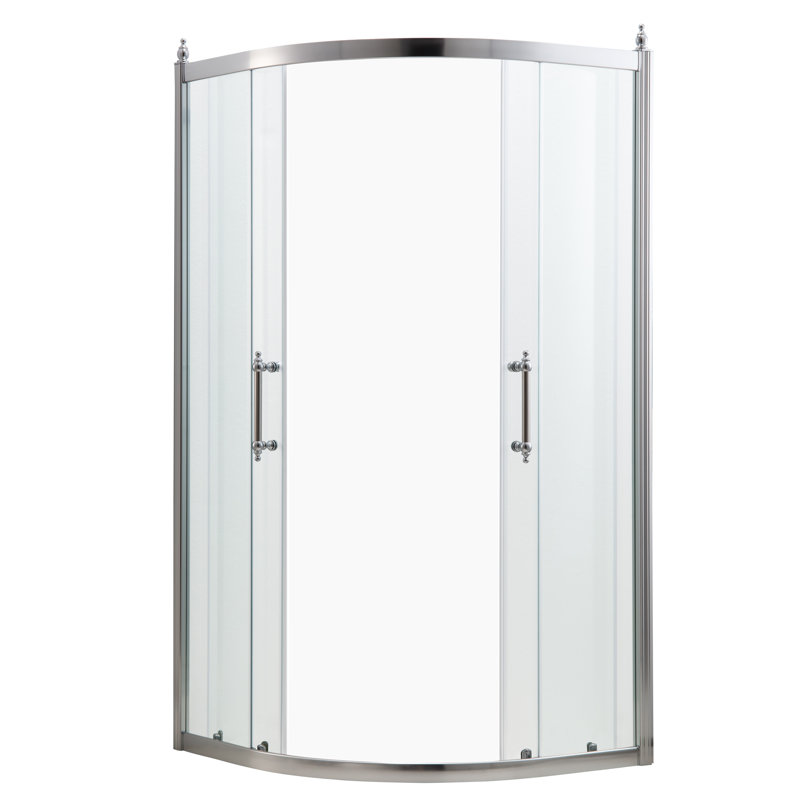 36'' W 72'' H Semi-Frameless Round Right Shower Enclosure