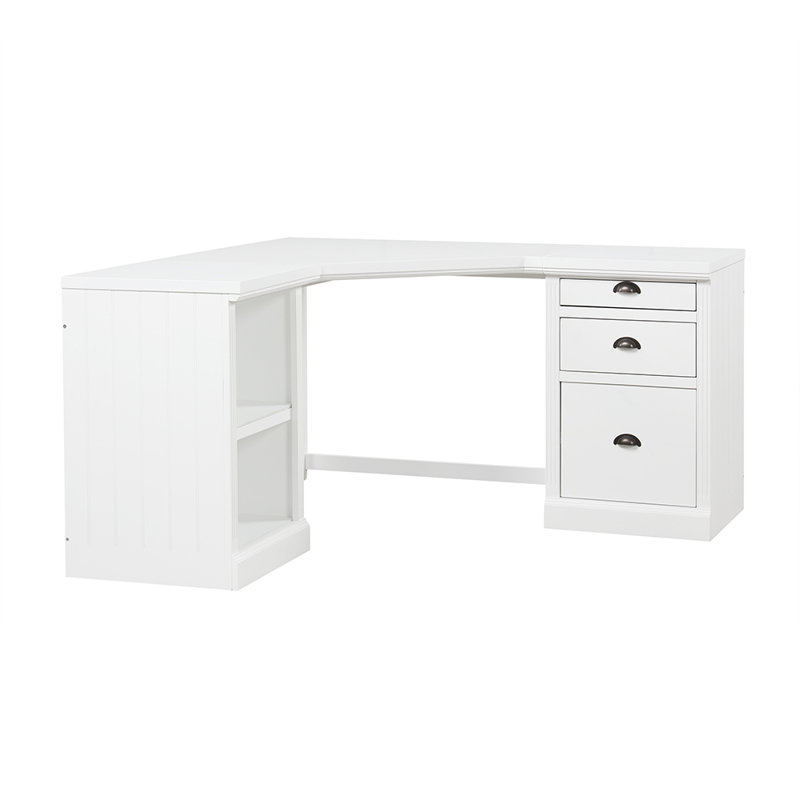 Bureau de direction en L 58 po avec 2 grandes tablettes ouvertes et 3 tiroirs, bureau d'angle, bureaux d'ordinateur