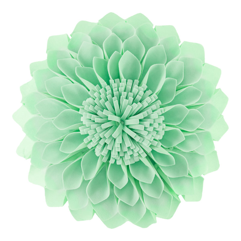  3D Floral Accent Pillow Handmade Flower Throw Pillow Decorative Cushion Cover & Insert, Mint, 14" x 14"
