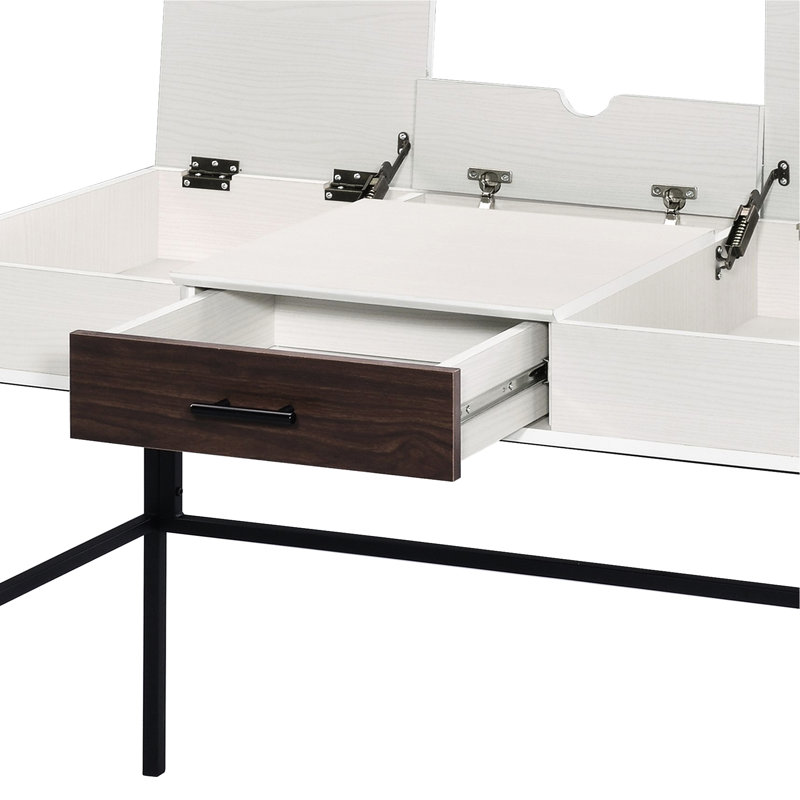 Bureau noir avec prise - Rangement pratique pour ordinateur, spacieux et