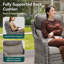 Fauteuil coulissant pivotant en osier avec coussins et table d'appoint 7 pièces Simle-110925339-110925342