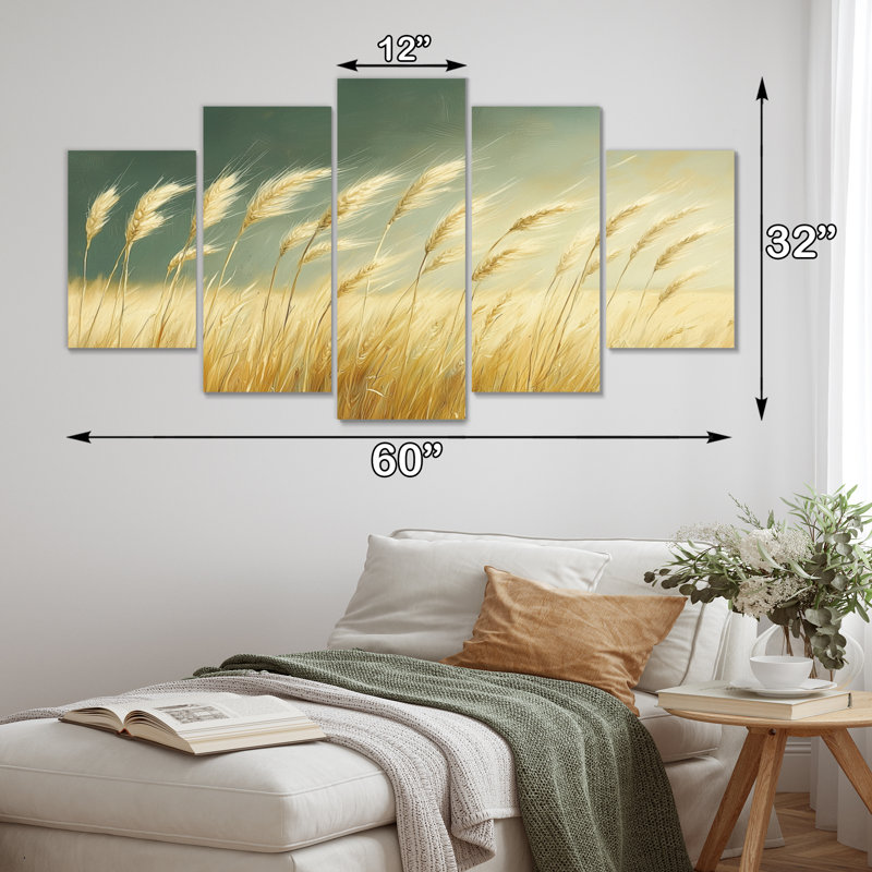 «Green Golden Wheat», ensemble d'art sur toile