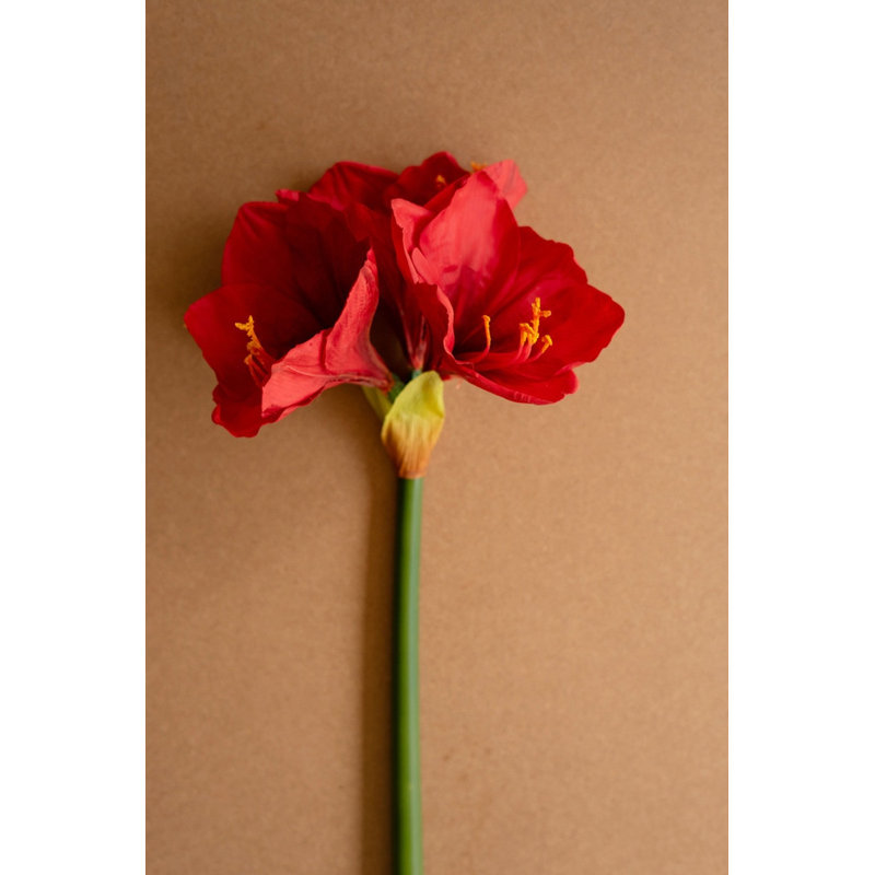  Artificial Red Amaryllis Flower – 30" Tall Stem, Set of 6