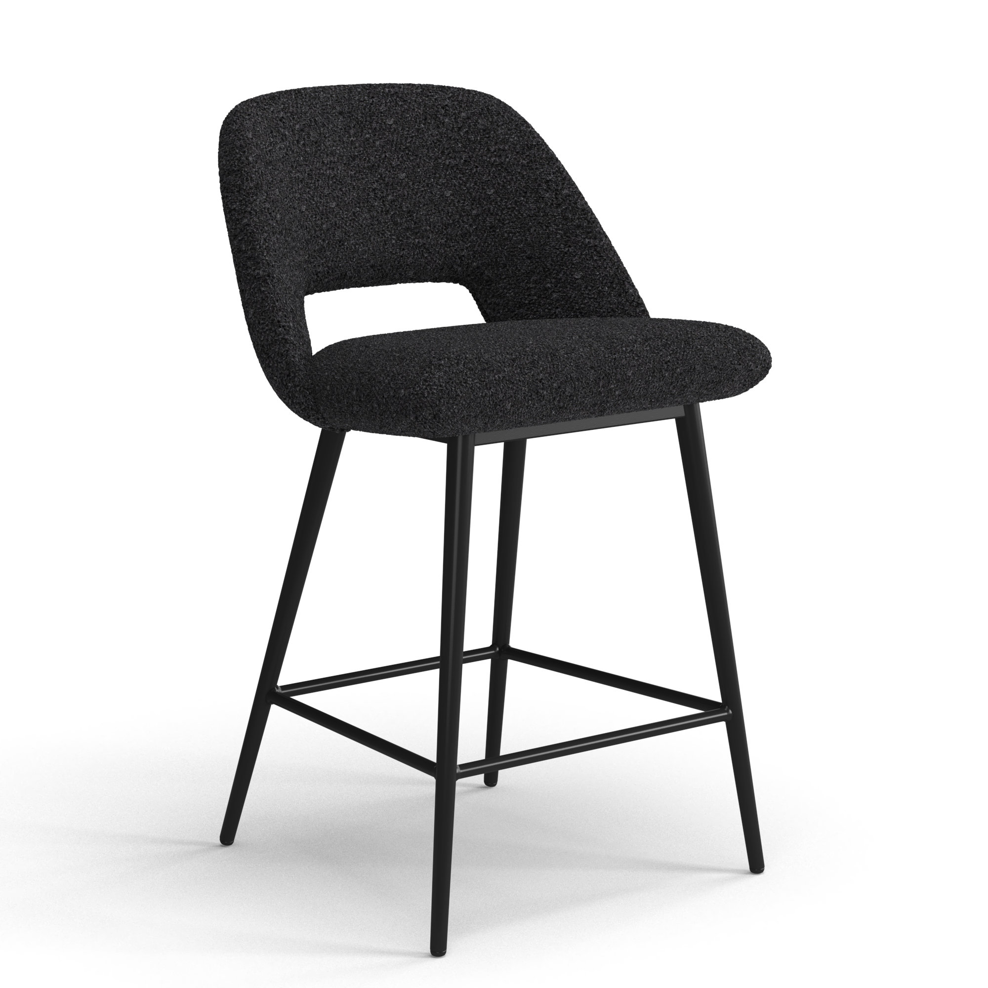 Valdez Boucle Bar & Counter Stool, Black Boucle, Counter Height (23” Seat Height)