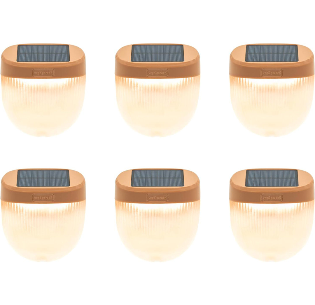 Add ons Rippled Outdoor Waterproof Solar Powered Integrated LED Deck Light Pack (Set of 6) Vego Garden Fixture 