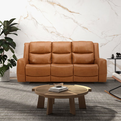 Lark Manor™ Cynita Leather Power Recling Sofa and Loveseat, Chesapeake Blue
