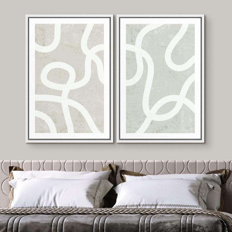 «Pastel White Swirl Motif», 2 pièces, Blanc, H 24 po x l 16 po